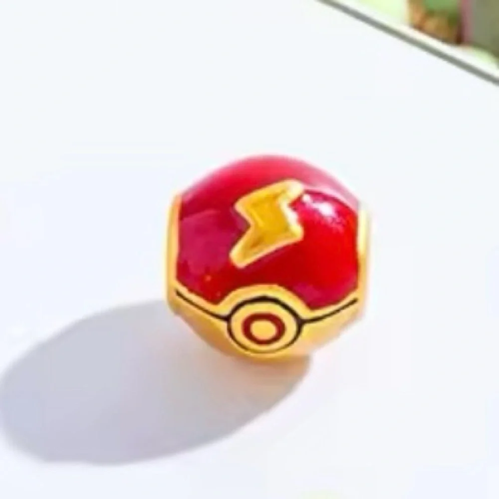 24K Gold Filled Pokemon Pokeball Charm Bead Pendant Anime Kawaii Pocket Monster